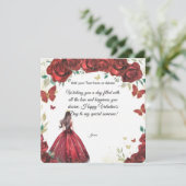 Custom Red Rose Dress Valentine's Day Card Karte (Stehend Vorderseite)