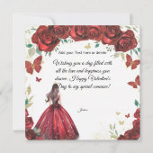 Custom Red Rose Dress Valentine's Day Card Karte (Vorderseite)