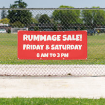 Custom Red Rummage Sale Banner