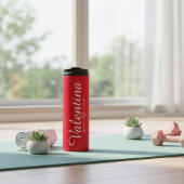 Custom Red Script Name Travel Tumbler Thermosbecher