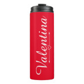 Custom Red Script Name Travel Tumbler Thermosbecher (Vorderseite)
