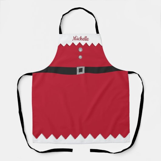 Custom Red & Silver Glitzer Workshop Elf Weihnacht Schürze (Vorderseite)
