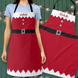 Custom Red & Silver Glitzer Workshop Elf Weihnacht Schürze