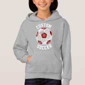 Custom Red Soccer Ball Girls Hoodie Sweatshirt (Vorderseite)