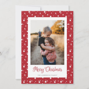Custom Red Stars Foto Frohe Weihnachtskarten Feiertagskarte