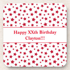 Custom Red Stars mit Message Birthday Party Getränkeuntersetzer