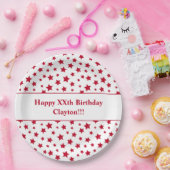 Custom Red Stars mit Message Birthday Party Pappteller (Party)
