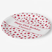 Custom Red Stars mit Message Birthday Party Pappteller (Schrägansicht)