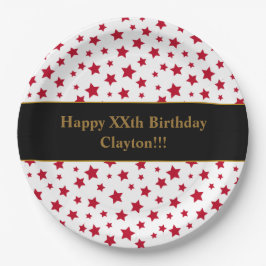 Custom Red Stars mit Message Birthday Party Pappteller