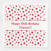 Custom Red Stars mit Message Birthday Party Serviette (Vorderseite)