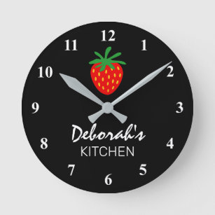 Custom red strawberry round kitchen wall clock runde wanduhr