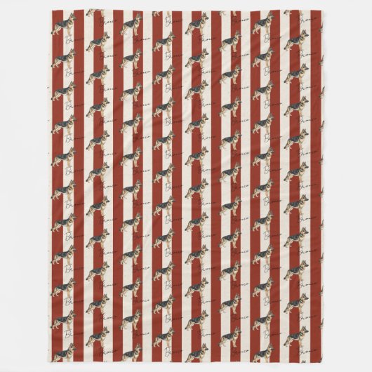 Custom Red Stripe German Shepherd Pet Name Fleecedecke (Vorderseite)