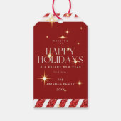 Custom Red Stripes fesseln glückliche Ferien Geschenkanhänger (Vorderseite)