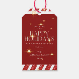 Custom Red Stripes fesseln glückliche Ferien Geschenkanhänger