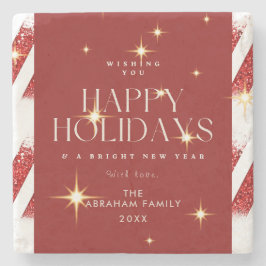 Custom Red Stripes fesseln glückliche Ferien Steinuntersetzer