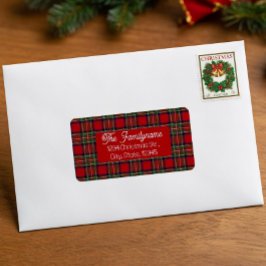 Custom Red Tartan Plaid Christmas Return Address  Adressaufkleber