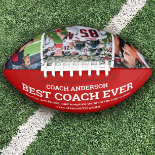 Custom Red Team Best Coach je Foto Collage Football