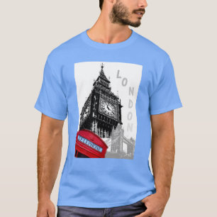 Custom Red Telefone Box London Big Ben Clock T-Shirt
