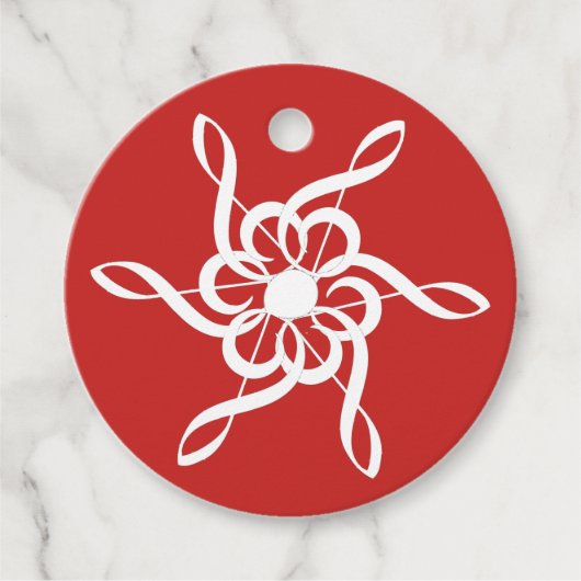 Custom Red Treble Clef Snowflake Musical Circle Geschenkanhänger (Vorderseite)