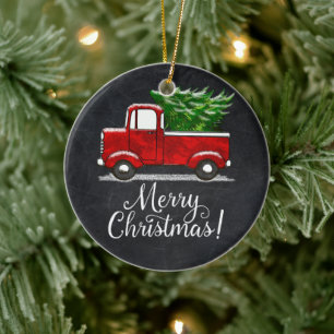 Custom Red Truck Mercedes Land Keramik Ornament