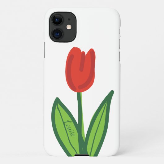 Custom red tulip Blume Zazzle Basic Smartphone iPhone Hülle (Rückseite)