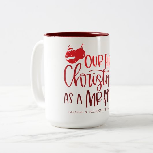  | Custom Red Typografy Zweifarbige Tasse (Vorderseite Links)