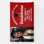 Custom Red Valedictorian Foto Graduation Party Banner (Vertikal)