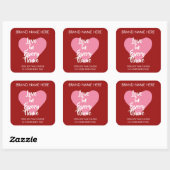 Custom Red Valentine's Day Candle Labels  Quadratischer Aufkleber (Blatt)