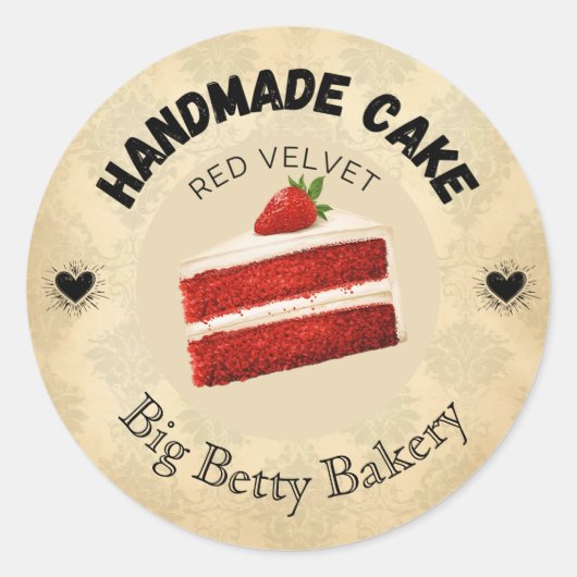 Custom Red Velvet Cake Labels | Personalisiert Bak Runder Aufkleber (Vorderseite)