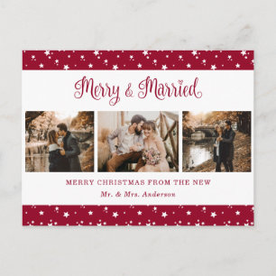 Custom Red Verheiratet und Merry Holiday Postcard Feiertagspostkarte