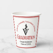 Custom Red Veterinary School Graduation Party Pappbecher (Vorderseite)