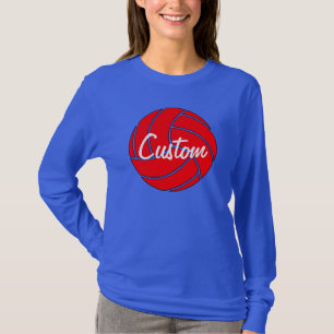 Custom Red Volleyball Long Sleeve T - Shirt