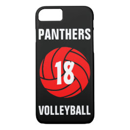 Custom Red Volleyball Number & Team Phone Case
