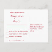 Custom Red Wedding RSVP Postkarten mit Herz (Rückseite)