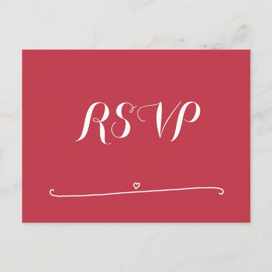 Custom Red Wedding RSVP Postkarten mit Herz (Vorderseite)