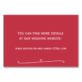 Custom Red Wedding Unterkunft Cards Herz Tischnummer (Rückseite)