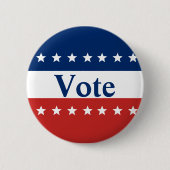 Custom Red White and Blue Vote (mit White Stars) Button (Vorderseite)
