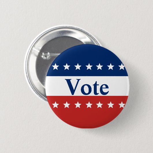Custom Red White and Blue Vote (mit White Stars) Button (Vorne & Hinten)