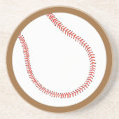 Custom Red White Baseball auf braunen Untersetzer (Vorne)