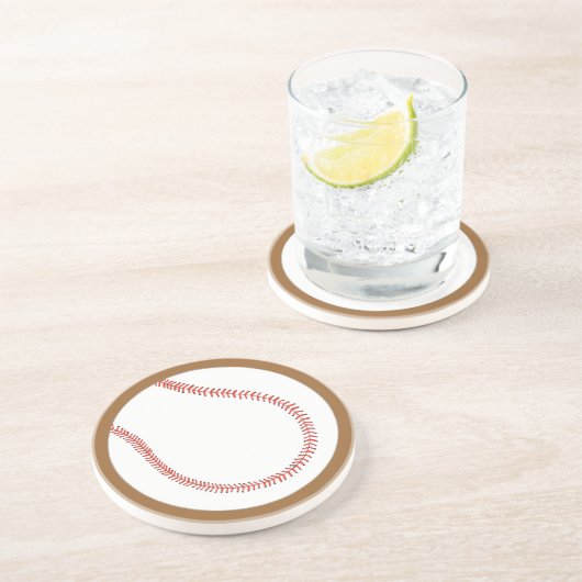 Custom Red White Baseball auf braunen Untersetzer (Seite)