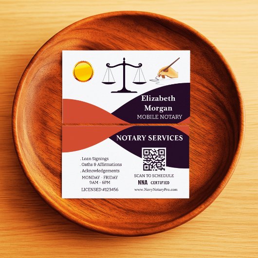 Custom Red White Black Notary Card Template Visitenkarte