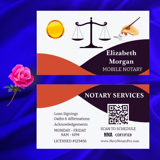 Custom Red White Black Notary Card Template Visitenkarte