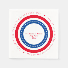 Custom Red White Blue Happy Independence Day Serviette