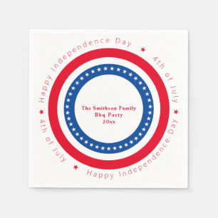 Custom Red White Blue Happy Independence Day Serviette