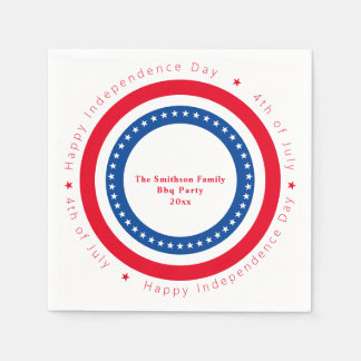 Custom Red White Blue Happy Independence Day Serviette