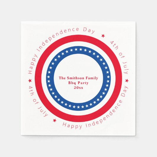 Custom Red White Blue Happy Independence Day Serviette (Vorderseite)