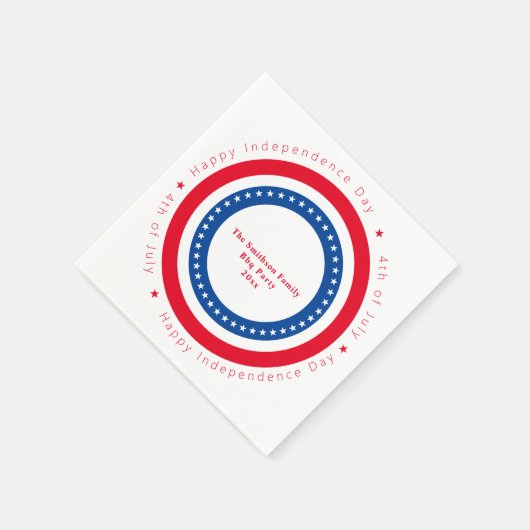 Custom Red White Blue Happy Independence Day Serviette (Ecke)