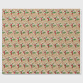 Custom Red White Candy Cane Green Foliage Geschenkpapier (Flach)