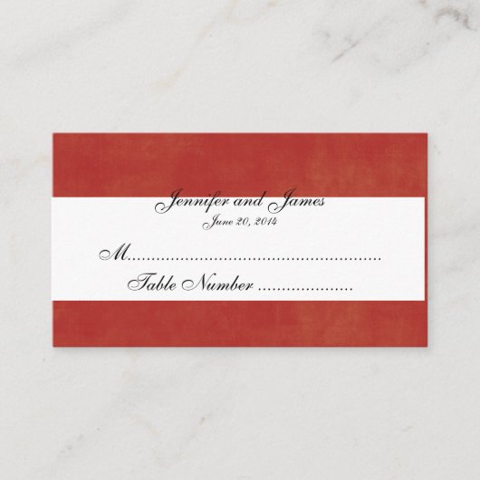 Custom Red White Christmas Wedding Platzkarte (Vorderseite)