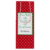 Custom Red & White Dotter Schweizer Muster Geschenktüte Für Weinflaschen (Vorderseite)